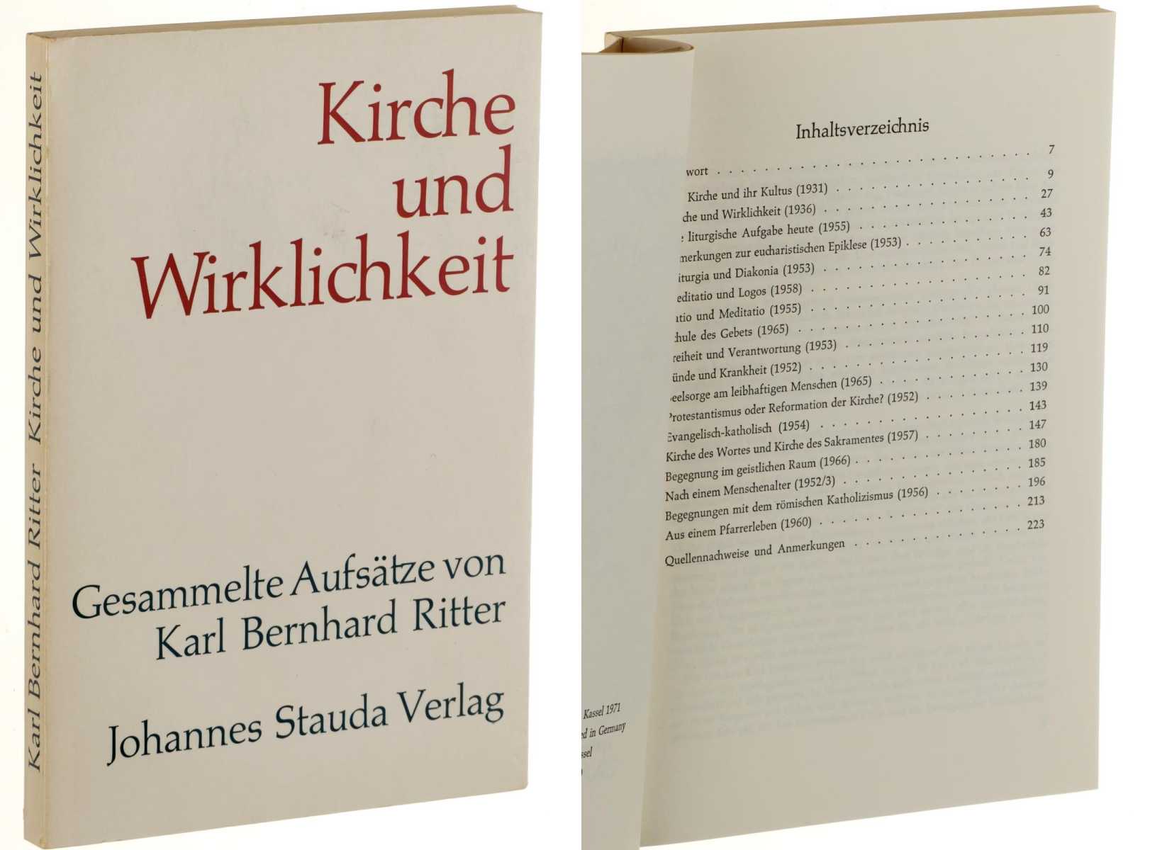 Ritter, Karl Bernhard:  Kirche und Wirklichkeit. Gesammelte Aufsätze. Hrsg. von Christian Zippert. 