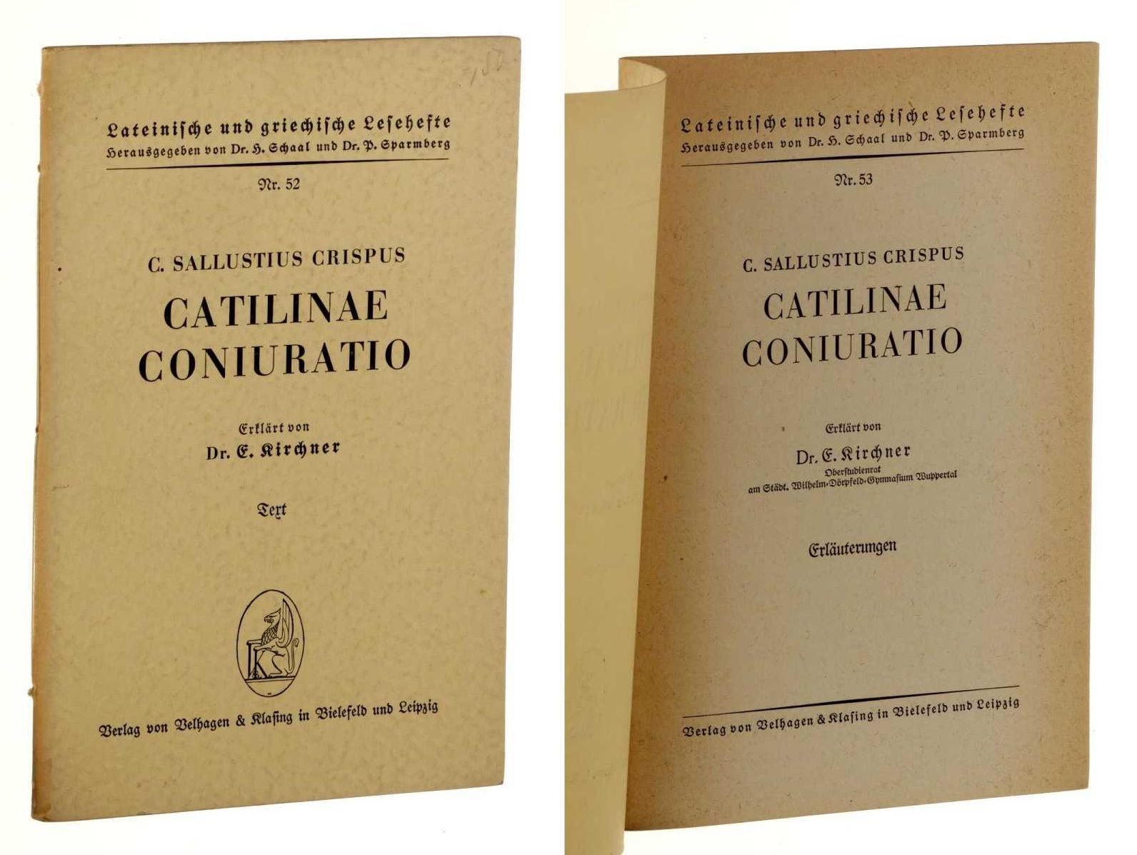 Sallustius Crispus, Gaius:  Catilinae coniuratio. Erklärt von E. Kirchner. 