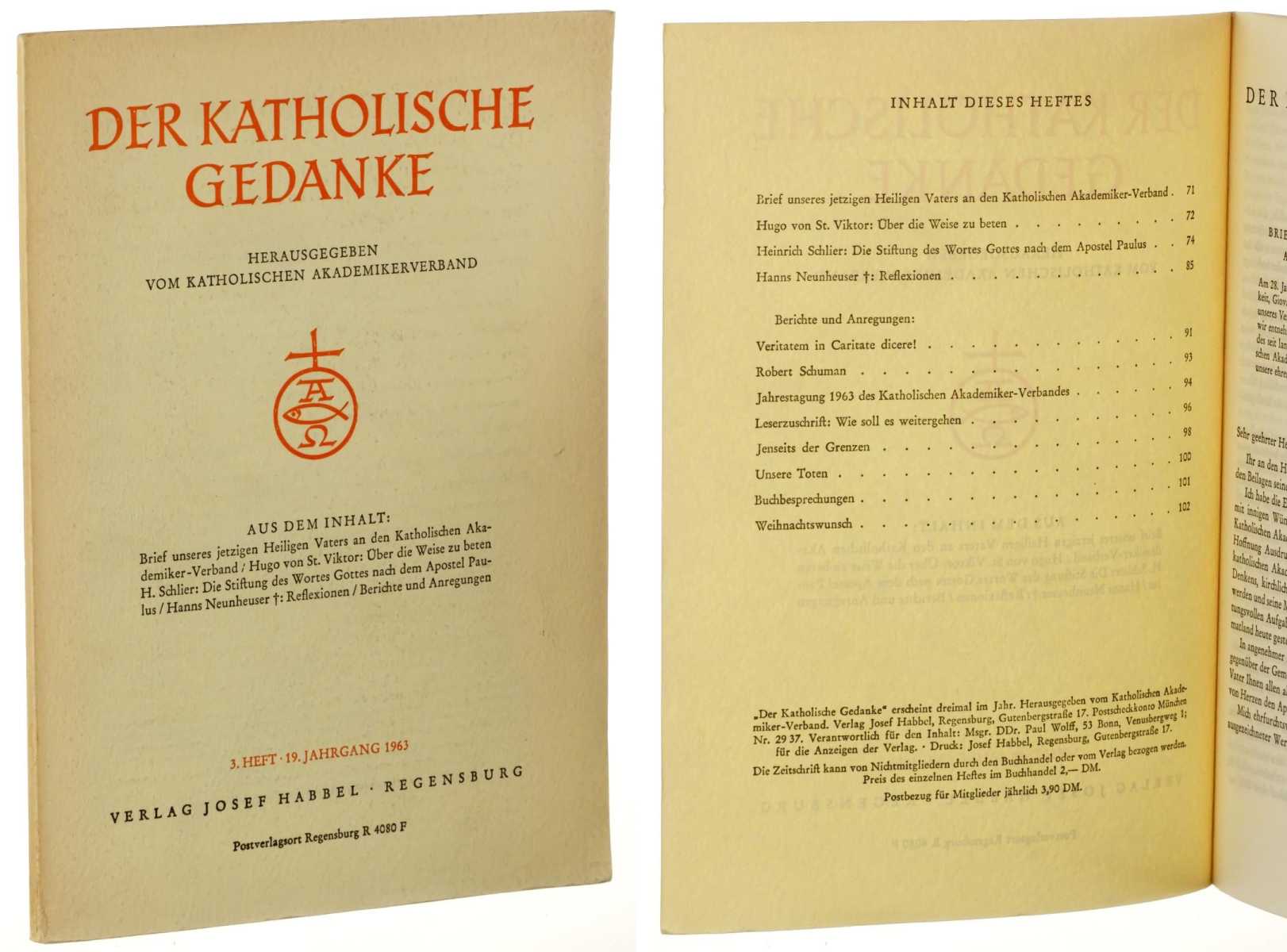   Der katholische Gedanke. Hrsg. vom Katholischen Akademikerverband. 