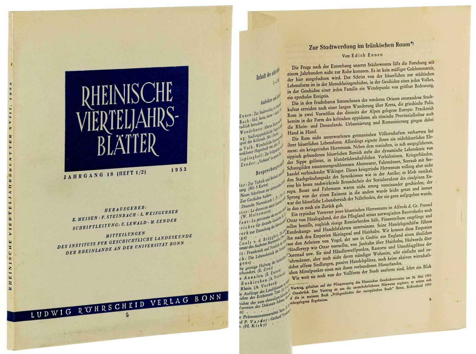   Rheinische Vierteljahrsblätter. Mitteilungen d. Inst. für geschichtl. Landeskunde d. Rheinlande a.d. Universität Bonn. 