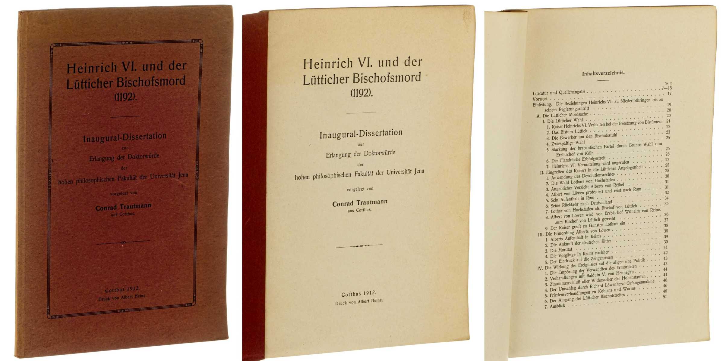 Trautmann, Conrad:  Heinrich VI. und der Lütticher Bischofsmord (1192). Diss. Jena. 