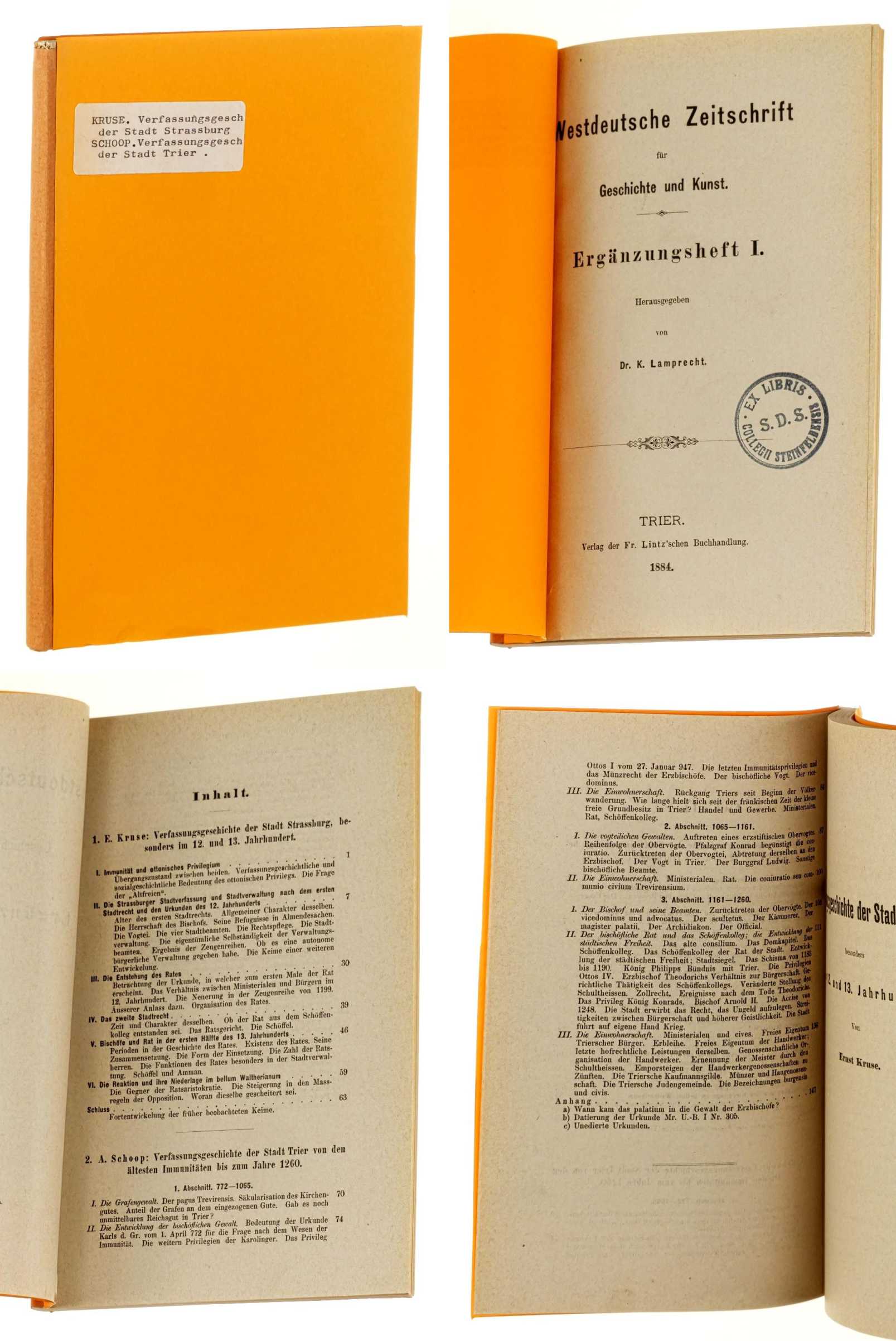   Westdeutsche Zeitschrift für Geschichte und Kunst; Ergänzungsheft 1. Hrsg. von K. Lamprecht. 