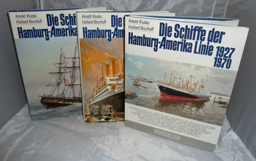 KLUDAS, Arnold / BISCHOFF, HERBERT  Die Schiffe der Hamburg-Amerika Linie. 3 Bde. (= komplette Edition). Band 1: 1847-1906, Band 2: 1907-1926, Band 3. 1927-1970. 