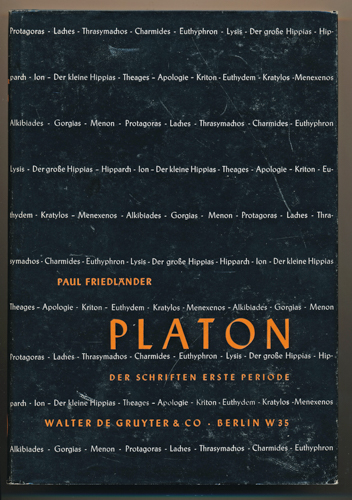 FRIEDLÄNDER, Paul  Platon. Band 2 (von 3) apart: Die platonischen Schriften. Erste Periode. 