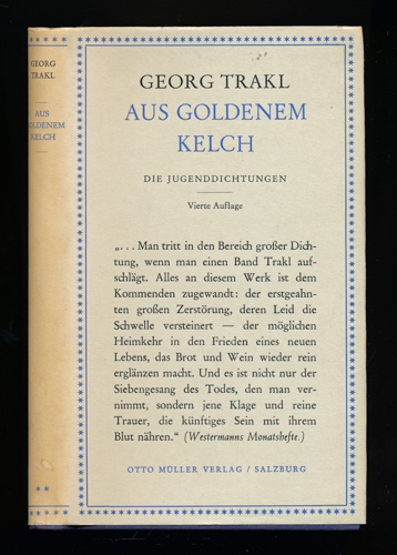 TRAKL, Georg  Aus goldenem Kelch. Die Jugenddichtungen. 