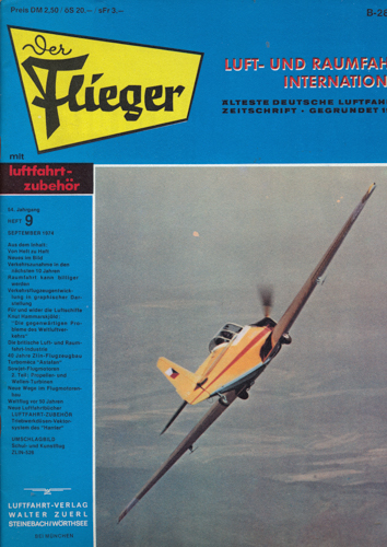 ZUERL, Walter (Hrg.)  Der Flieger. Luft- und Raumfahrt International. hier: Heft 9/1974 (54. Jahrgang). 