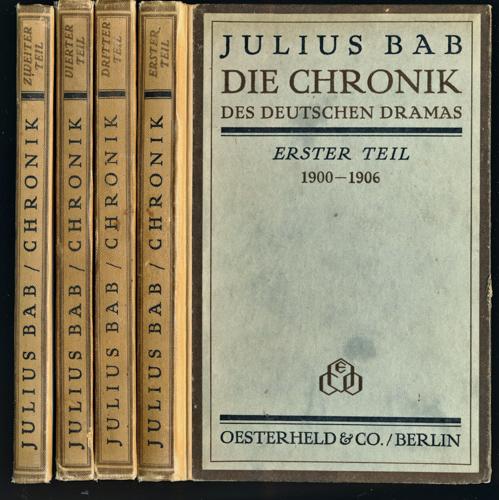 BAB, Julius  Die Chronik des deutschen Dramas. 4 Bde. (= kompl. Edition). 