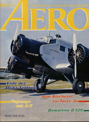   AERO. Das illustrierte Sammelwerk der Luftfahrt. hier: Heft 74. 