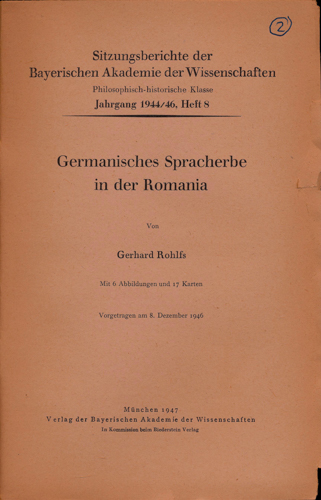 ROHLFS, Gerhard  Germanisches Spracherbe in der Romania. 