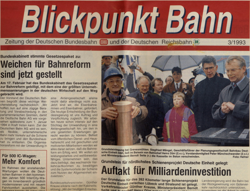   Blickpunkt Bahn. Zeitung der Deutschen Bundesbahn und der Deutschen Reichsbahn. hier: Ausgabe 3/1993. 