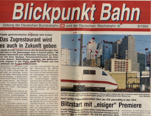   Blickpunkt Bahn. Zeitung der Deutschen Bundesbahn und der Deutschen Reichsbahn. hier: Ausgabe 9/1993. 
