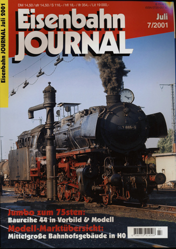   Eisenbahn Journal Heft 7/2001 (Juli 2001): Jumbo zum 75sten: Baureihe 44 in Vorbild und Modell. Modell-Marktübersicht: Mittelgroße Bahnhofsgebäude in H0. 