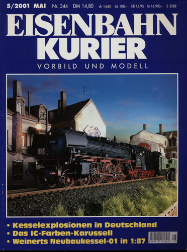   Eisenbahn-Kurier Heft Nr. 344 (5/2001 Mai): Kesselexplosionen in Deutschland / Das IC-Farben-Karussell / Weinerts Neubaukessel-01 in 1:87. 