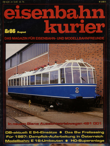   Eisenbahn-Kurier Heft Nr. 8/86 (August 1986). 