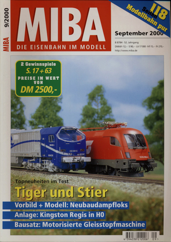   MIBA. Die Eisenbahn im Modell Heft 9/2000 (September 2000): Tiger und Stier. Topneuheiten im Test. 