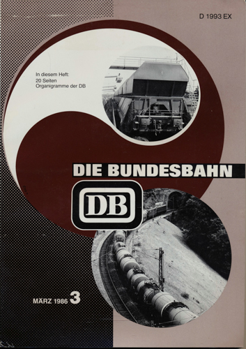 Deutsche Bundesbahn (Hrg.)  Die Bundesbahn. Zeitschrift. Heft 3 / März 1986 / 62. Jahrgang: 20 Seiten Organigramme der DB. 