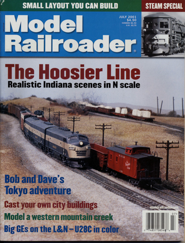   Model Railroader Magazine, July 2001: The Hoosier Line. Realistic Indiana scenes in N scale. 