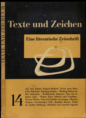 ANDERSCH, Alfred (Hrg.)  Texte und Zeichen. Eine literarische Zeitschrift, Heft Nr. 14 (3. Jahr, 4. Heft). 