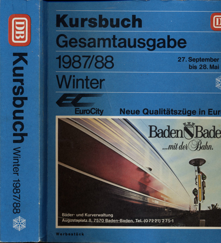   Kursbuch Deutsche Bundesbahn Winter 1987/88. Gesamtausgabe. 