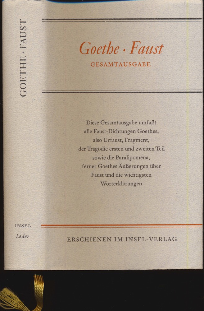 GOETHE, Johann Wolfgang v.  Faust. Gesamtausgabe. 