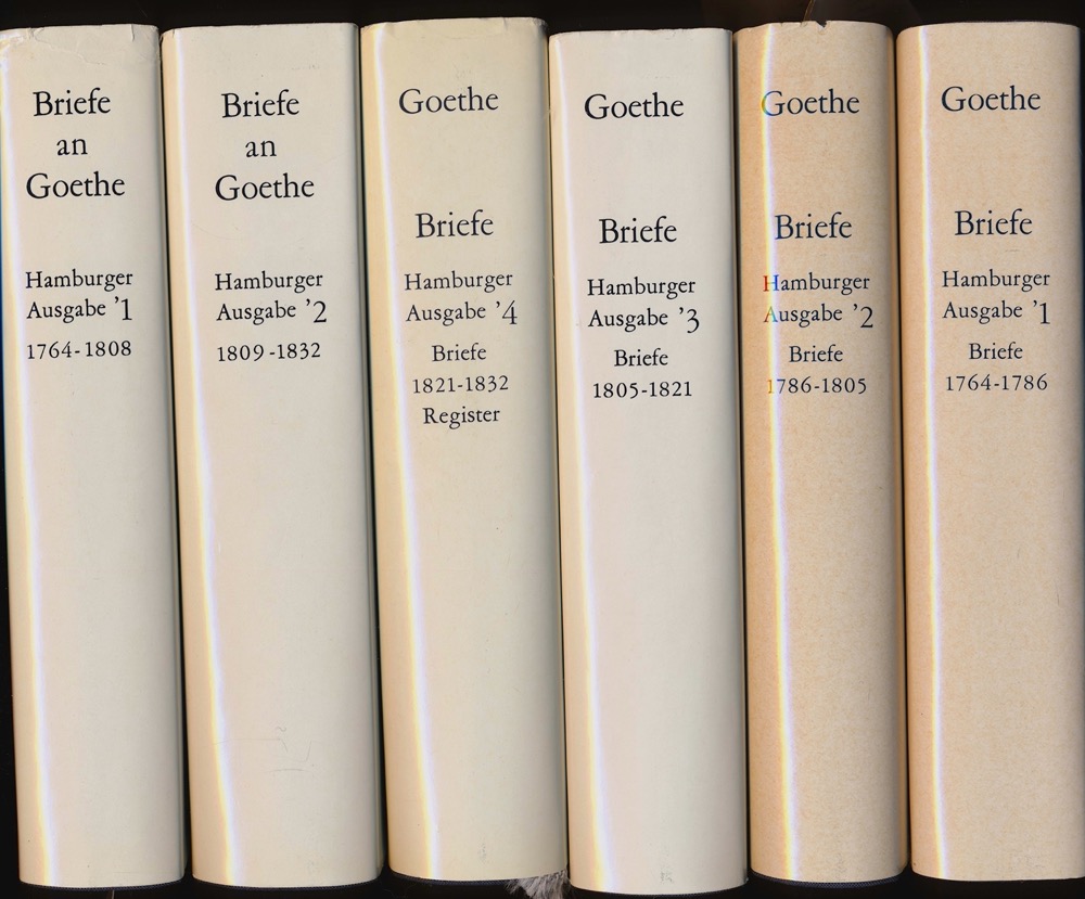 GOETHE, Johann Wolfgang v.  Goethes Briefe und Briefe an Goethe. 6 Bde. Hamburger Ausgabe (= kompl. Edition), hrggb. von Karl Robert Mandelkow. 