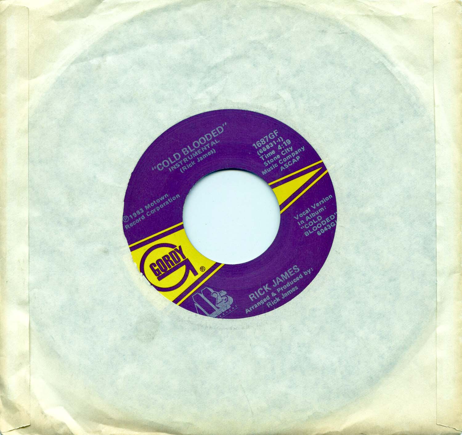 Rick James  Cold Blooded  *Single 7'' (Vinyl)*. 