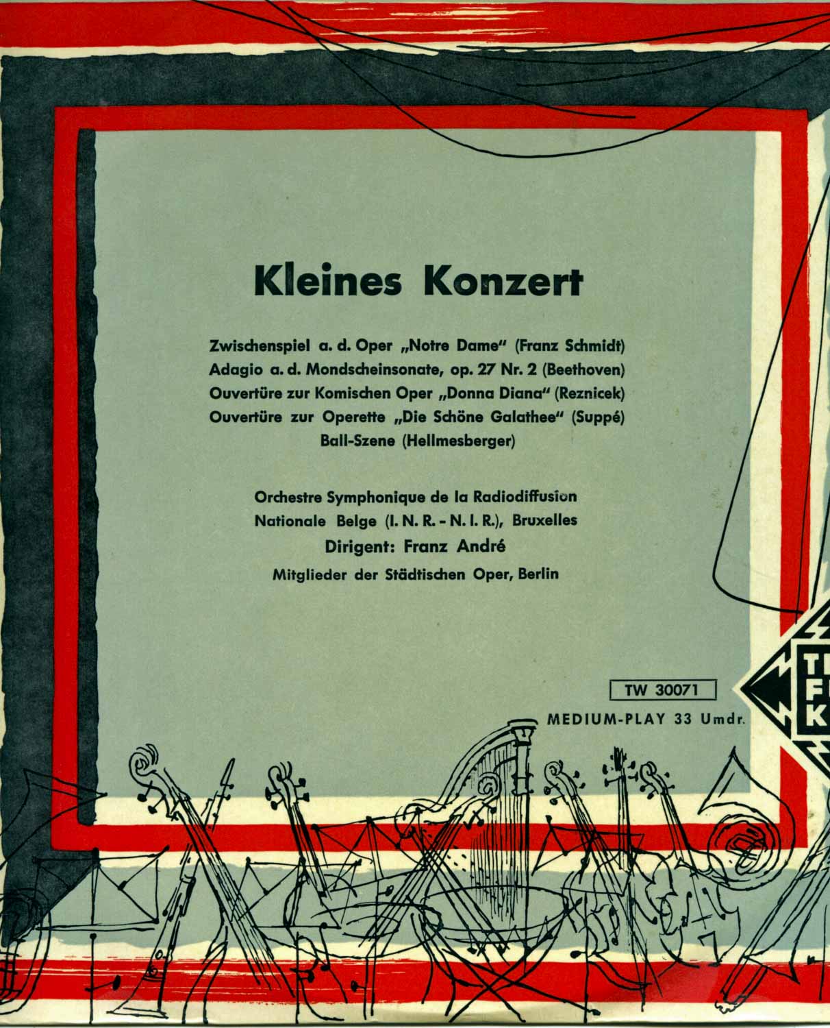 Franz Andre (Dir.) / Orchestre Symphonique de la Radiodiffusion National Belge  Kleines Konzert (TW 30071)  *LP 10'' (Vinyl)*. 