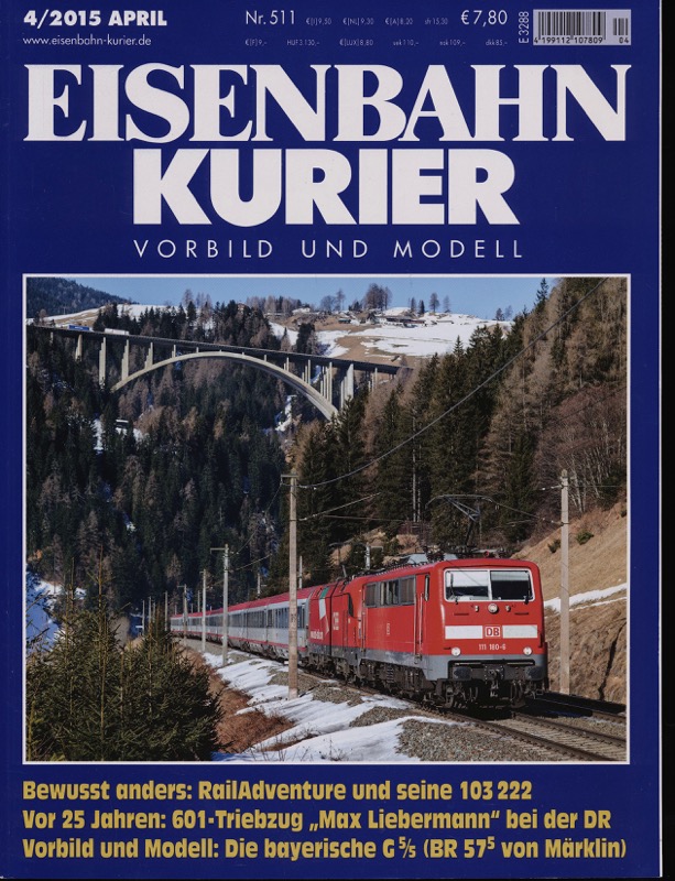 Div.  Eisenbahn-Kurier. Modell und Vorbild. hier: Heft Nr. 511 (4/2015 April). 