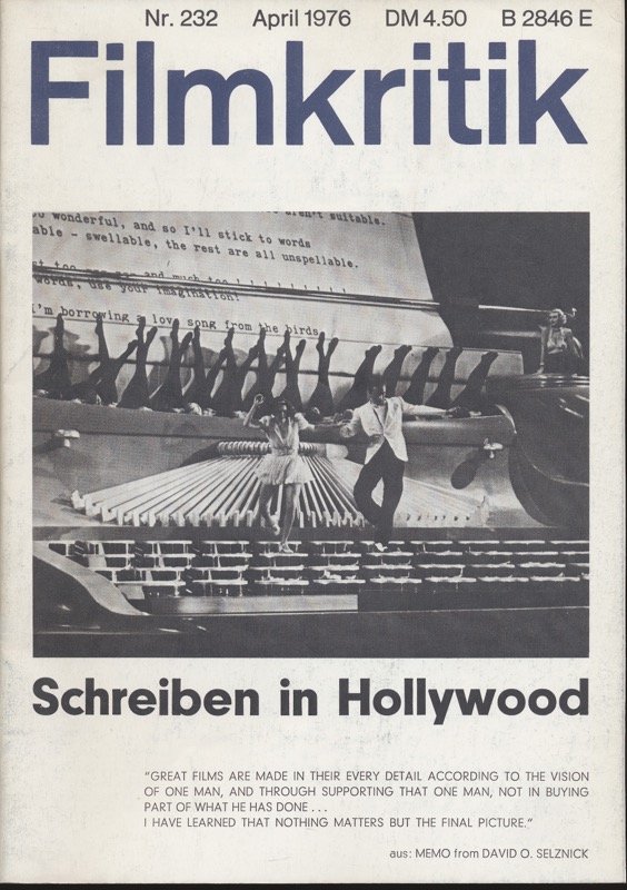   Filmkritik Nr. 232 (April 1976): Schreiben in Hollywood. 