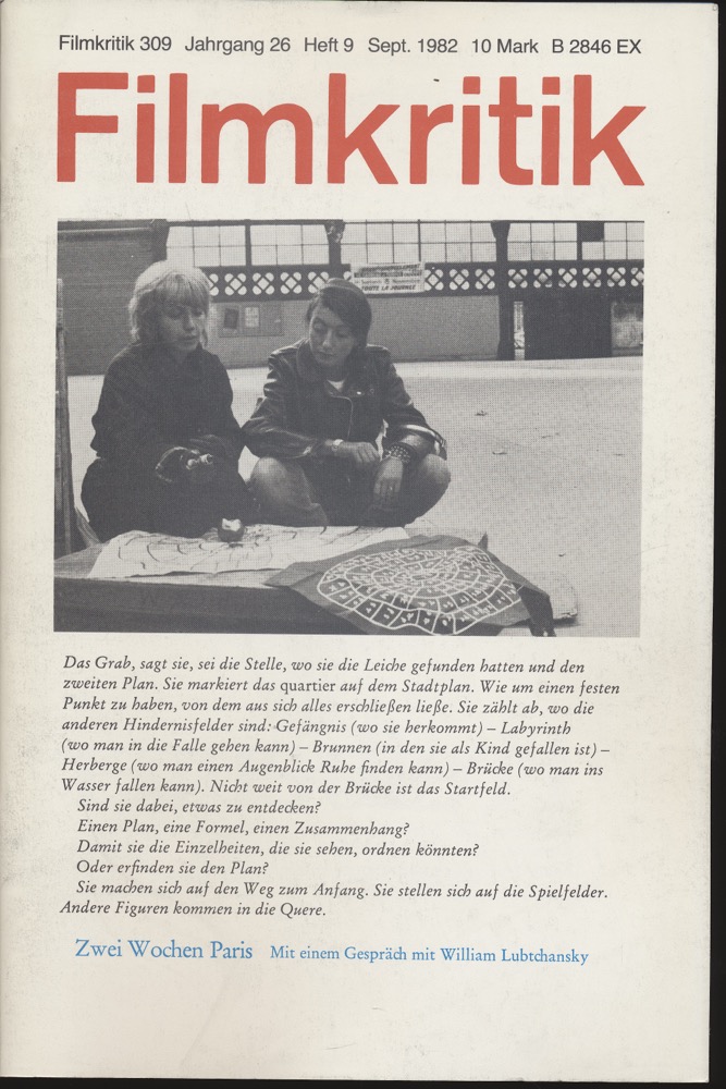   Filmkritik Nr. 309 (September 1982): Zwei Wochen Paris. Mit einem Gespräch mit William Lubansky. 