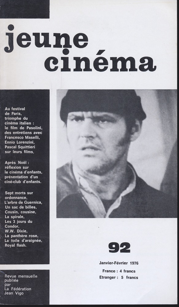   jeune cinéma no. 92 (Janvier-Février 1976). 