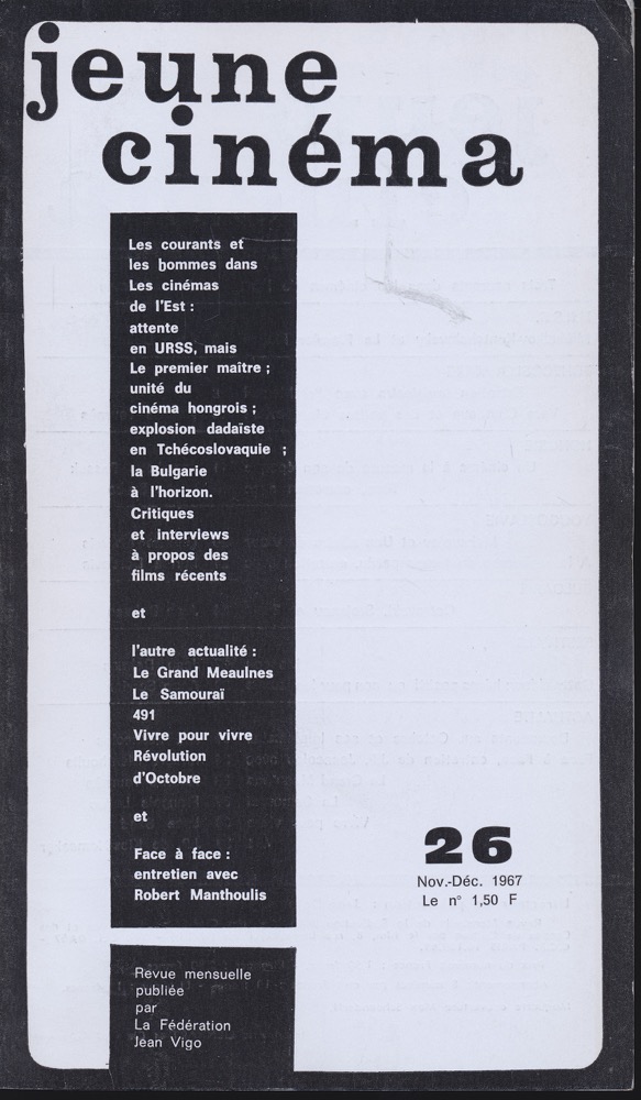   jeune cinéma no. 26 (Novembre-Décembre 1967). 