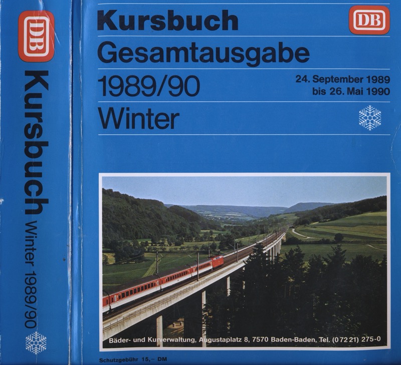   Kursbuch Deutsche Bundesbahn Winter 1989/90. Gesamtausgabe. 