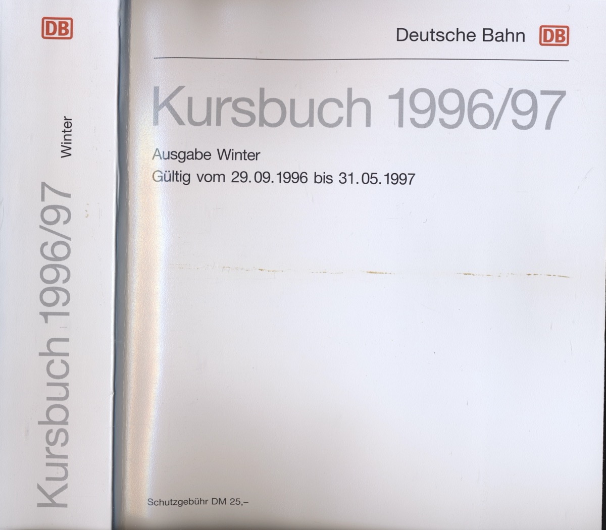 Deutsche Bahn AG  Deutsche Bahn: Kursbuch 1996/97, Ausgabe Winter, gültig vom 29.09.1996 bis 31.05.1997. 