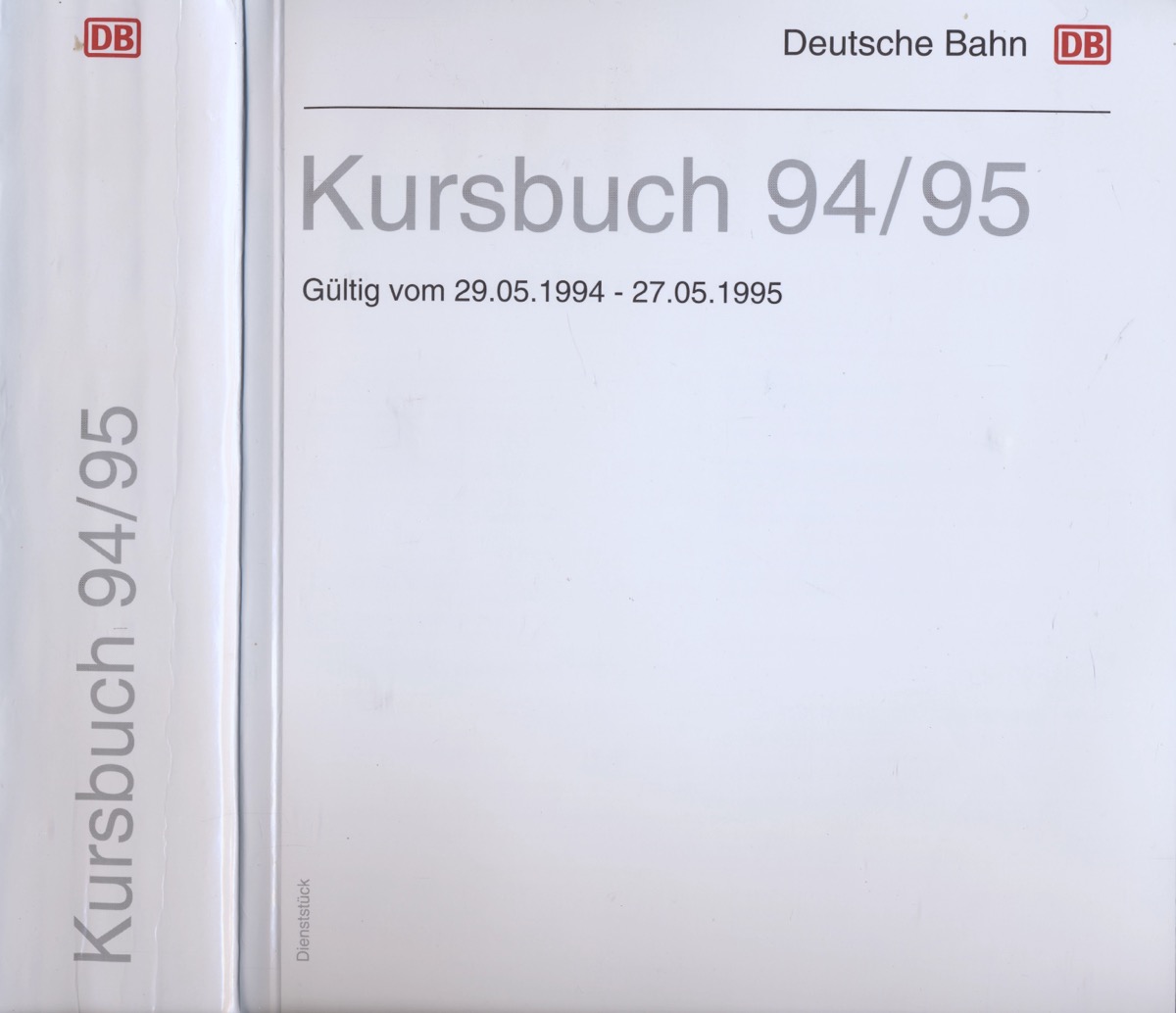 Deutsche Bahn AG  Deutsche Bahn: Kursbuch 1994/95, gültig vom 29.05.1994 bis 27.05.1995. 
