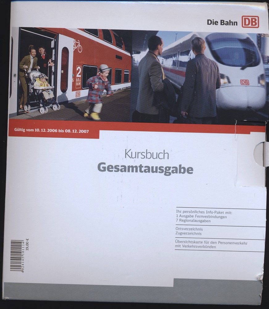 Deutsche Bahn AG  Deutsche Bahn: Kursbuch Gesamtausgabe 2006/2007, gültig vom 10.12.2006 bis 08.12.2007. 9 Bde. und 1 Übersichtskarte (= kompl. Edition). 