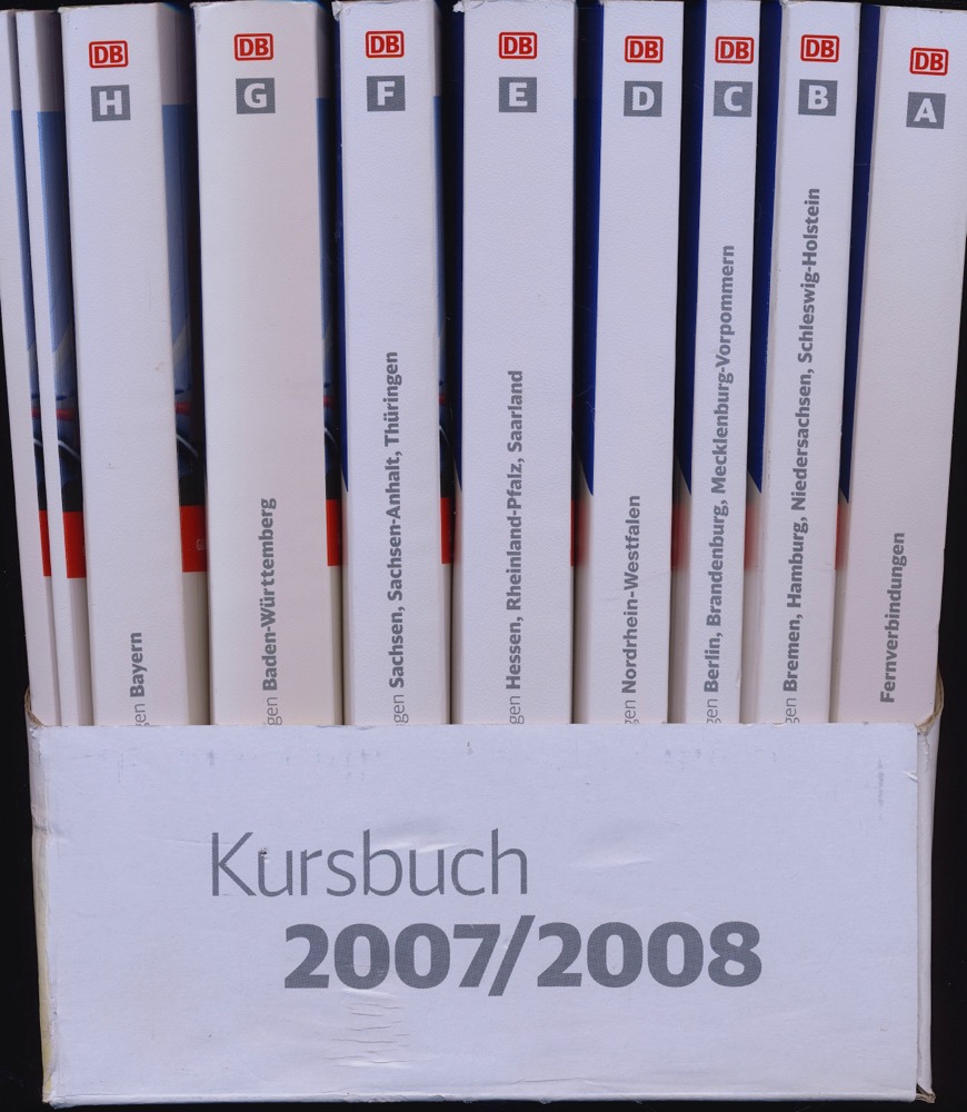 Deutsche Bahn AG  Deutsche Bahn: Kursbuch Gesamtausgabe 2007/2008, gültig vom 09.12.2007 bis 13.12.2008. 9 Bde. und 1 Übersichtskarte (= kompl. Edition). 