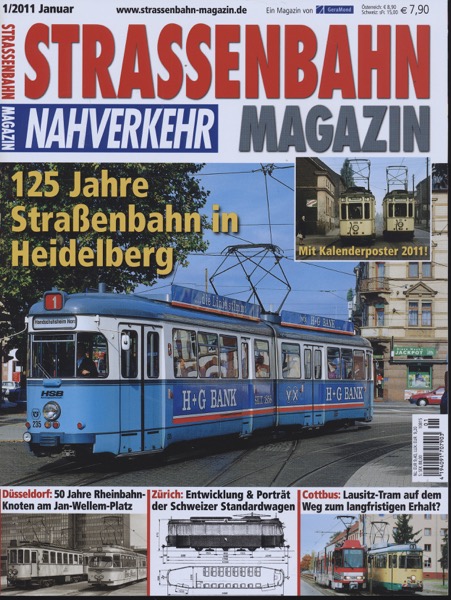   Strassenbahn Magazin Heft Nr. 1/2011 Januar: 125 Jahre Straßenbahn in Heidelberg. 
