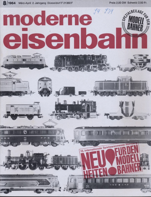   moderne eisenbahn. hier: Heft 8/1964 (2. Jahrgang). 