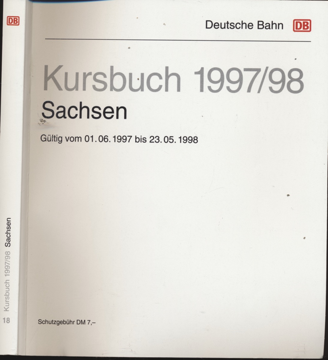 DEUTSCHE BAHN (Hrg.)  Kursbuch Sachsen 1997/98, gültig vom 01.06.1997 bis 23.05.1998. 