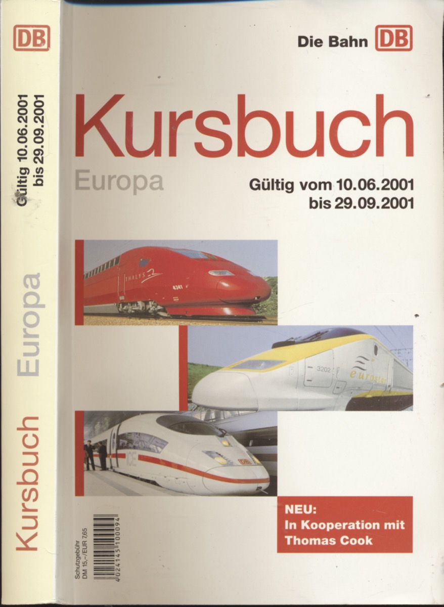   Kursbuch Europa, gültig vom 10.06.2001 bis 29.09.2001. 