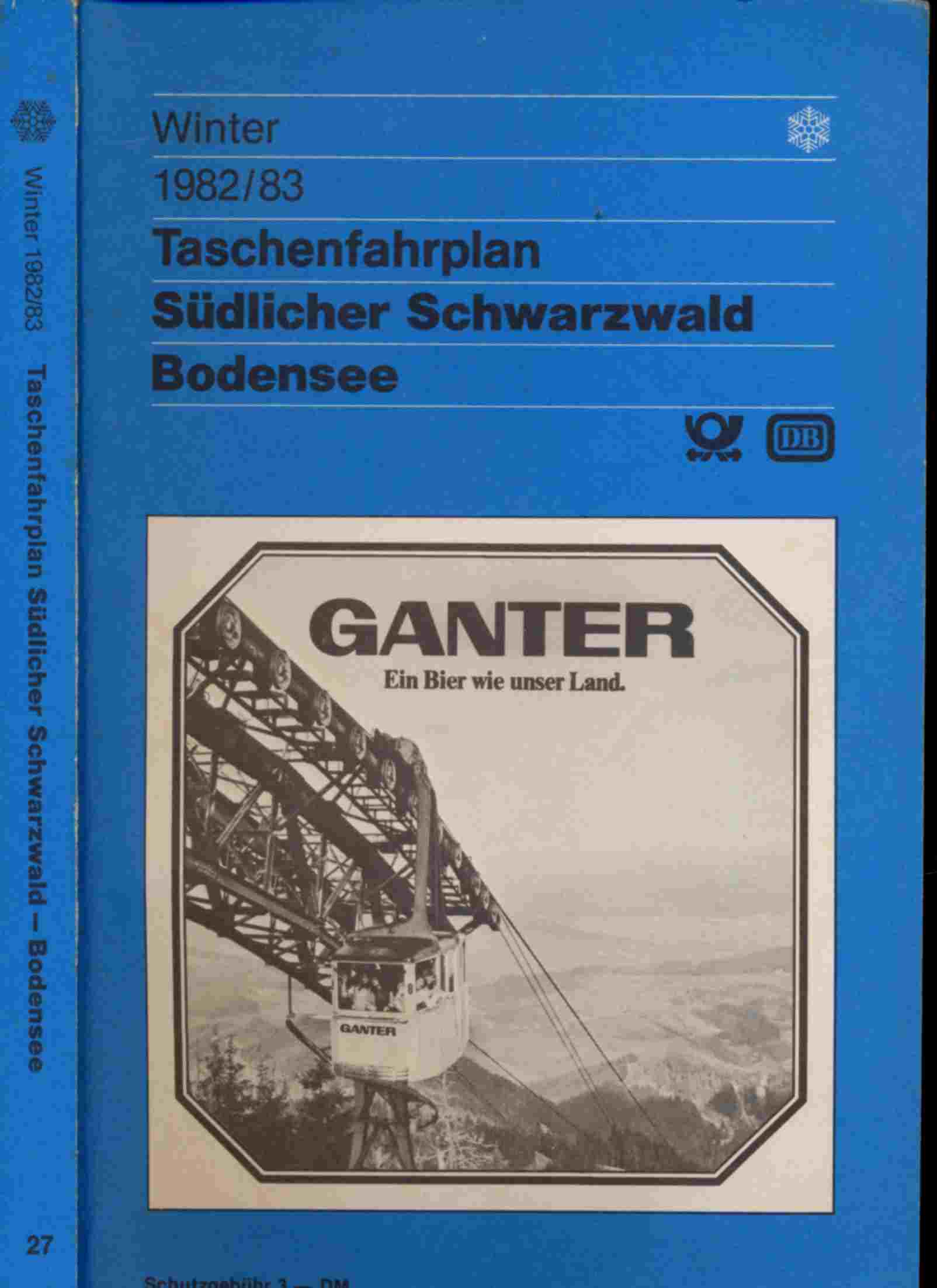 Bundesbahndirektion Karlsruhe (Hrg.)  Taschenfahrplan Südlicher Schwarzwald Bodensee. Winter 1983/83 (26.9.1982 bis 28.5.1983). 