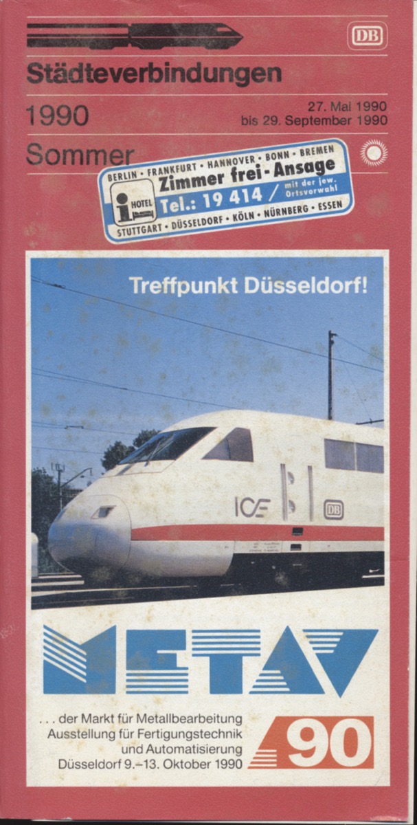 Deutsche Bundesbahn (Hrg.)  Deutsche Bundesbahn Städteverbindungen Sommer 1990. 