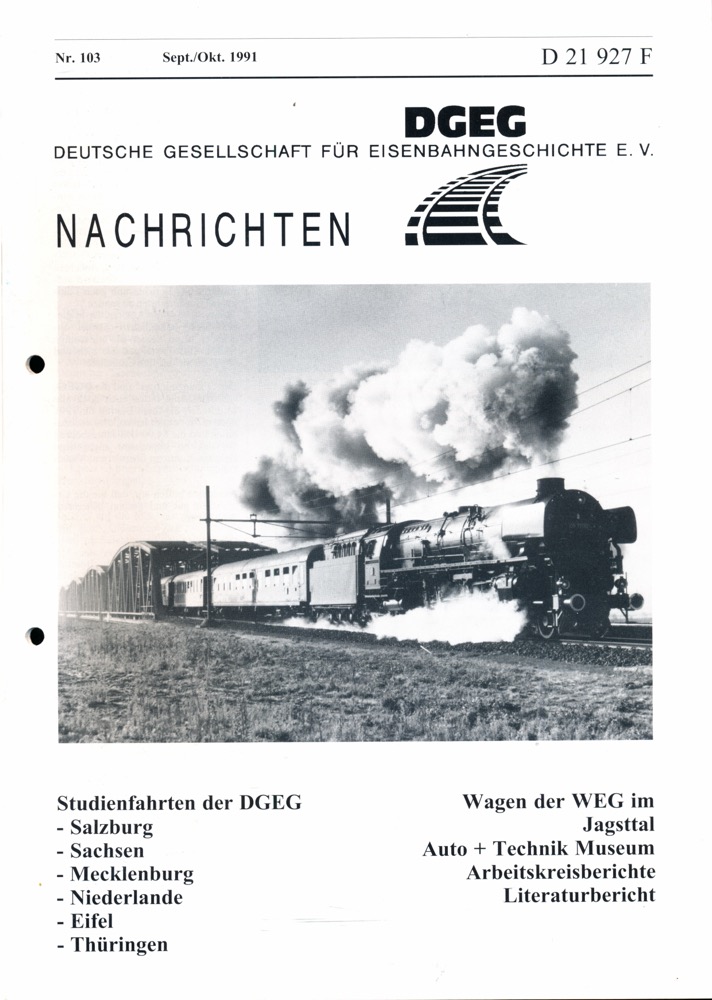 Nowakowsky, Harald (Hrg.)  DGEG-Nachrichten Heft Nr. 103/1991 (September/Oktober 1991). 