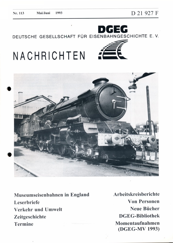 Krause, Günter (Hrg.)  DGEG-Nachrichten Heft Nr. 113/1993 (Mai/Juni 1993). 