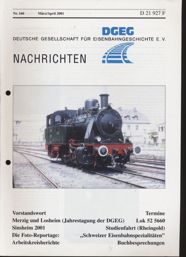Krause, Günter (Hrg.)  DGEG-Nachrichten Heft Nr. 160/2001 (März/April 2001). 
