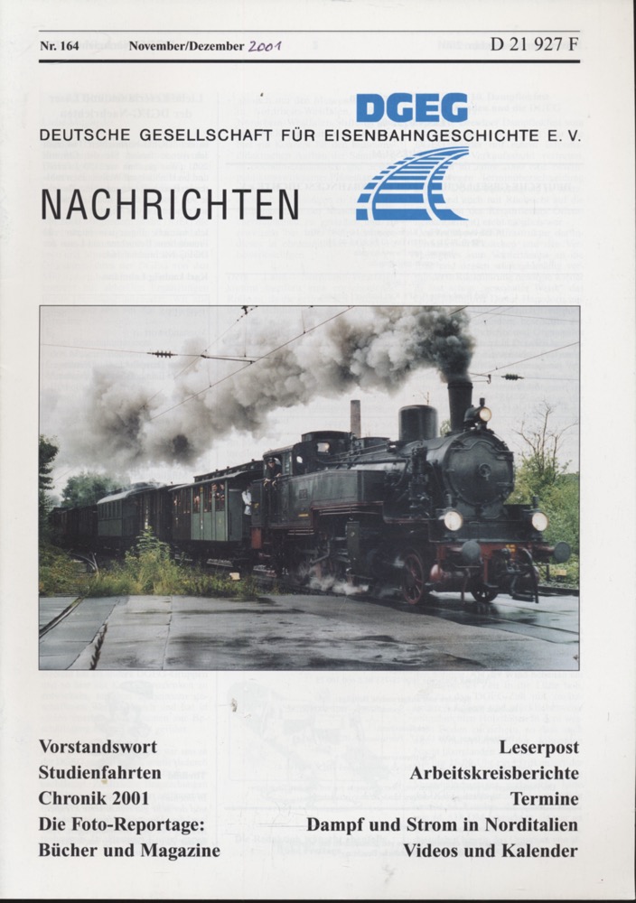 Krause, Günter (Hrg.)  DGEG-Nachrichten Heft Nr. 164/2001 (November/Dezember 2001). 