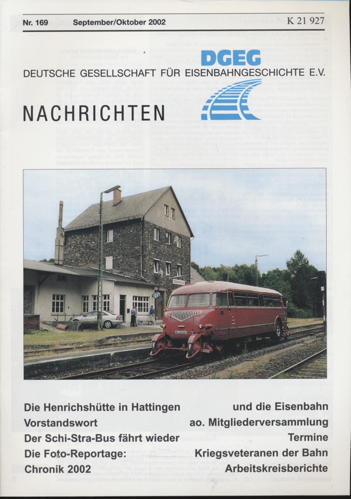 Krause, Günter (Hrg.)  DGEG-Nachrichten Heft Nr. 169/2002 (September/Oktober 2002). 
