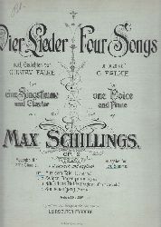 Schillings, Max:  Vier Lieder - Four Songs nach Gedichten von Gustav Falke fr ein Singstimme und Clavier. OP. 19 - Aus dem Takt. Ausgabe fr tiefe Stimme. 
