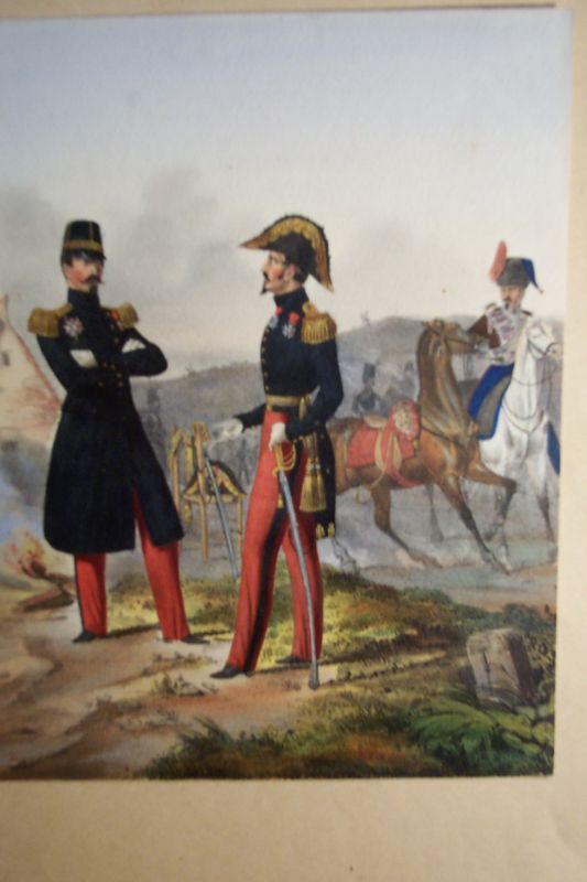 Uniformen KÃ¶nigreich Frankreich  Mayor u. Generalmayor / Husar im Hintergrund 